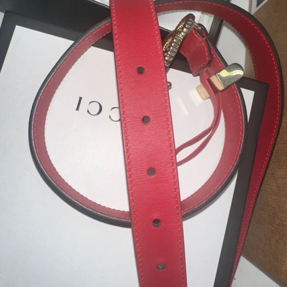 Gucci GG Torchon Belt Hibiscus Red 95